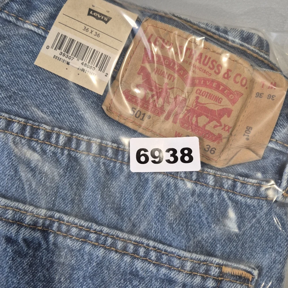 Levis 501 Jeans Mens 36x36 Blue 100%‎ Cotton Non Stretch NEW
